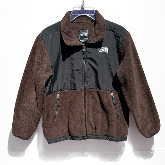 🌻The North Face Denali Brown & Black Full-Zip Fleece Jacket Youth Boys' Size L - Picture 1 of 9